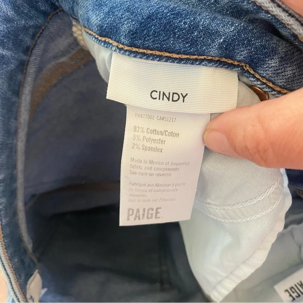 Paige Cindy Destroyed Hem Mel Blue Jeans Straight Wide Leg Distressed: 30